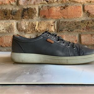 Ecco Mens Size 45 Casual Lace Up Shoes Gray Soft Leather